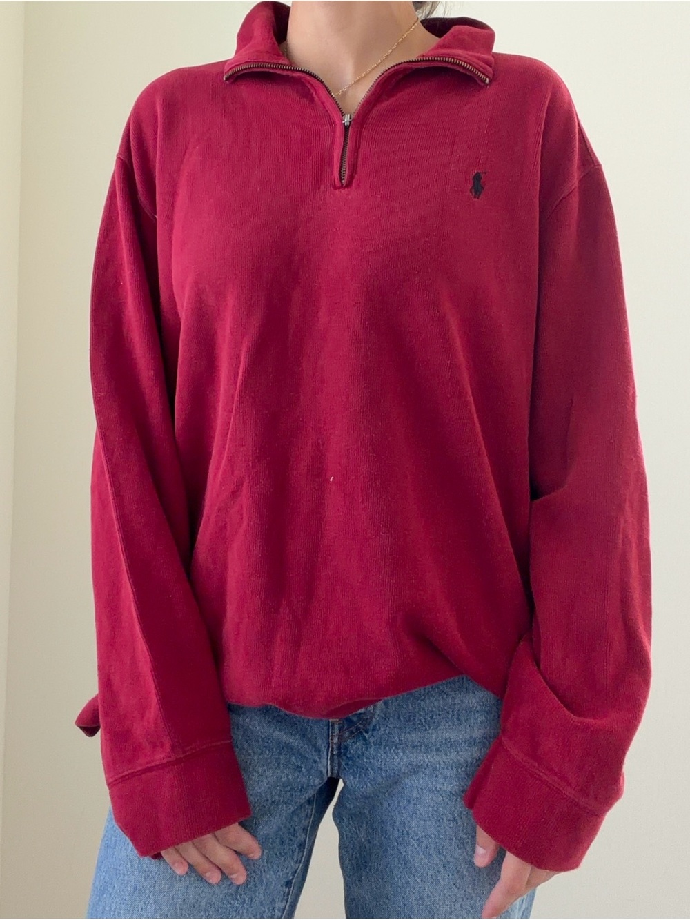 Polo by Ralph Lauren Women's Red Quarter-Zip Sweatshirt